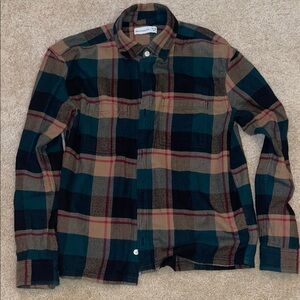 Abercrombie Kids Plaid Button-Down Shirt in Blue, Tan, and Red